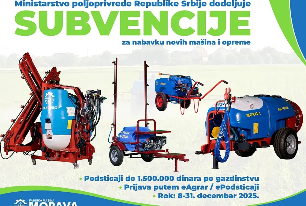 Raspisan je Javni poziv za podsticaje za nabavku novih poljoprivrednih mašina – 2025.