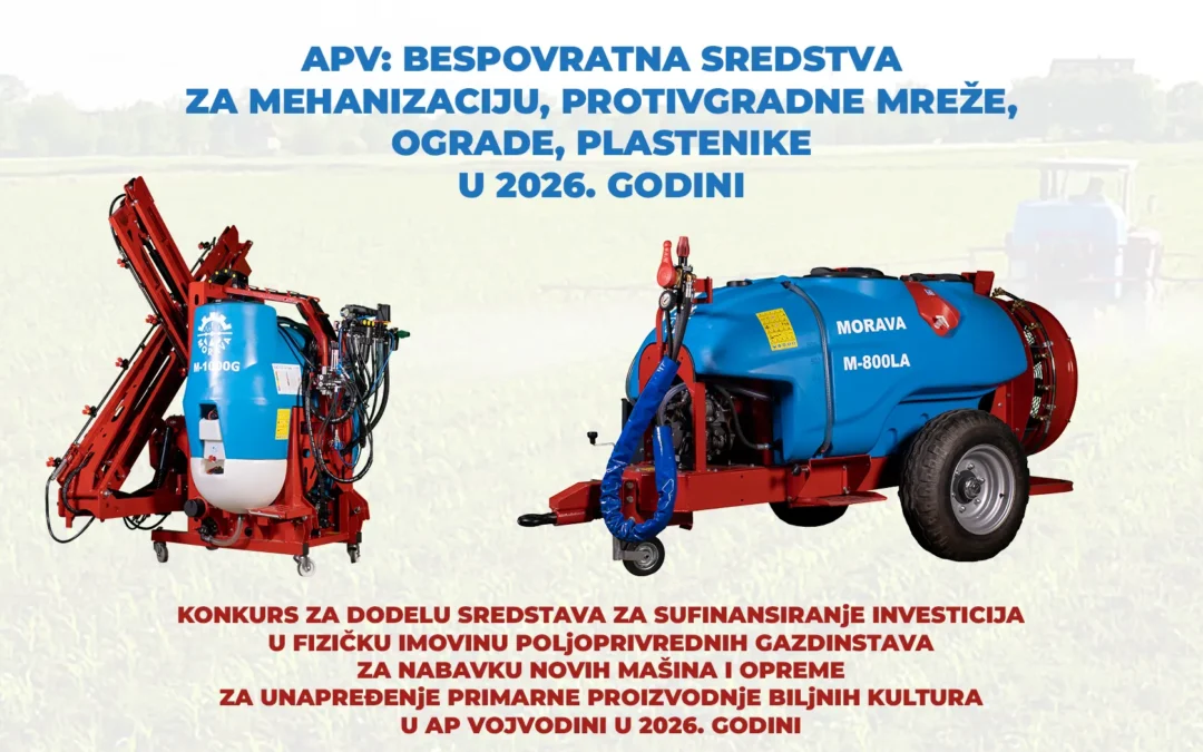 AP Vojvodina raspisala konkurs za bespovratna sredstva za nabavku mehanizacije i opreme u 2026. godini